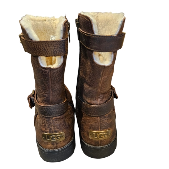 Ugg Brown Leather Moto Boots. Size 7. - Picture 4 of 14